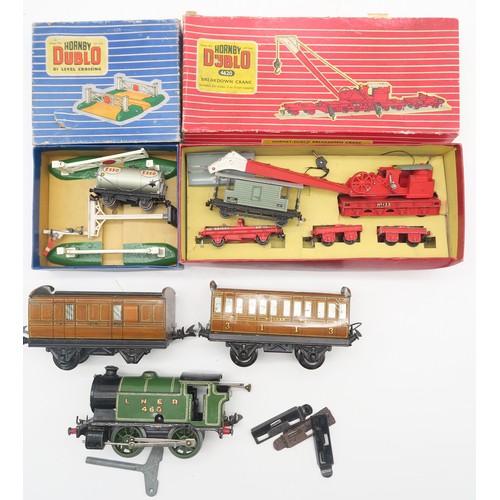 656 - *AMENDED* Boxed Horny Dublo 00-gauge electric and 0-gauge train sets, with a power control unit Plea... 