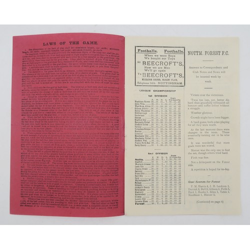 595 - Historic sporting ephemera, comprising a 1914 Nottingham Forest F.C. 