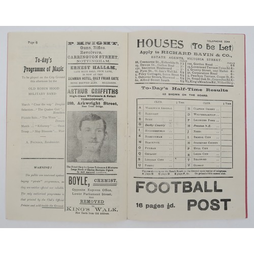 595 - Historic sporting ephemera, comprising a 1914 Nottingham Forest F.C. 