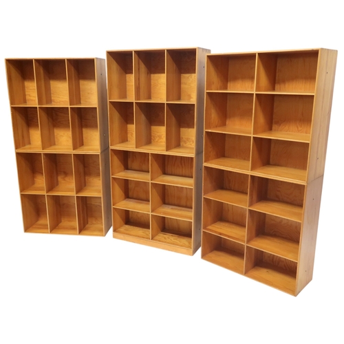 2075 - A 20TH CENTURY DANISH PINE MOGENS KOCH FOR RUD RASMUSSENS SNEDKERIER, COPENHAGEN MODULAR BOOKCASE co... 