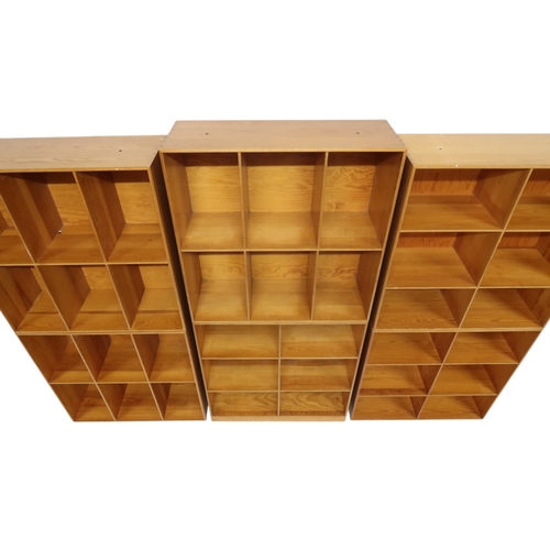 2075 - A 20TH CENTURY DANISH PINE MOGENS KOCH FOR RUD RASMUSSENS SNEDKERIER, COPENHAGEN MODULAR BOOKCASE co... 