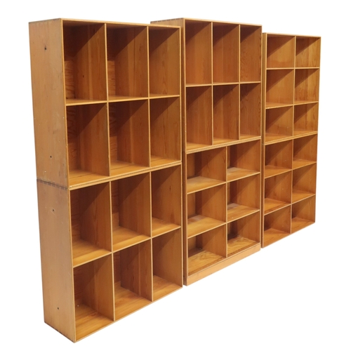 2075 - A 20TH CENTURY DANISH PINE MOGENS KOCH FOR RUD RASMUSSENS SNEDKERIER, COPENHAGEN MODULAR BOOKCASE co... 