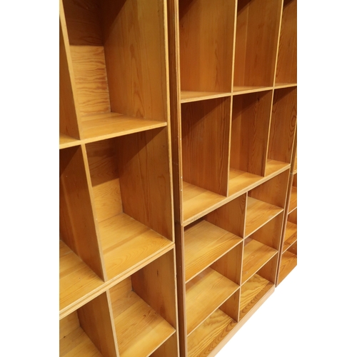 2075 - A 20TH CENTURY DANISH PINE MOGENS KOCH FOR RUD RASMUSSENS SNEDKERIER, COPENHAGEN MODULAR BOOKCASE co... 