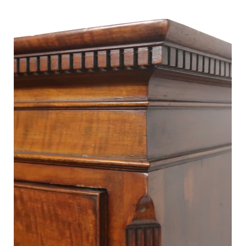 2013 - A 19TH CENTURY MAHOHGANY SECRETAIRE CHEST ON CHEST with dentil cornice over two short over thre... 