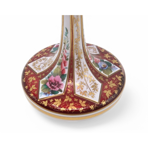 2151 - A BOHEMIAN GLASS CENTREPIECE BOWL ON STEMthe white cased red glass cut with panels decorated with fl... 