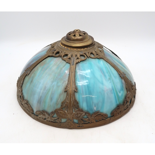 2153 - AN EARLY 20TH CENTURY STAINED GLASS CEILING LIGHTwith foliate ormolu mount, 41cm diameter... 