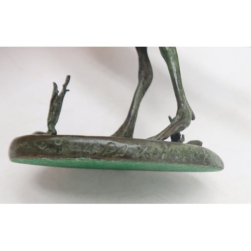 2154 - PATRICIA NORTHCROFTA bronze of a lapwing, 12.5cm high, together with another of a wading bird, 13.5c... 