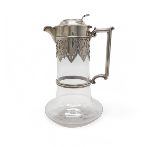 2359 - AN EDWARDIAN SILVER- MOUNTED CUT GLASS CLARET JUGby William Hutton & Sons, Sheffield 1902, of ty... 