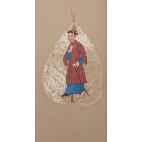 2257 - CHINESE PAINTINGS ALBUMComprising;Three dieties,war lord,archer,30 x 20cm approx,eight itinerant wor... 