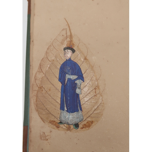 2257 - CHINESE PAINTINGS ALBUMComprising;Three dieties,war lord,archer,30 x 20cm approx,eight itinerant wor... 