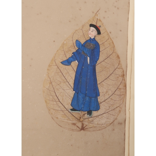 2257 - CHINESE PAINTINGS ALBUMComprising;Three dieties,war lord,archer,30 x 20cm approx,eight itinerant wor... 