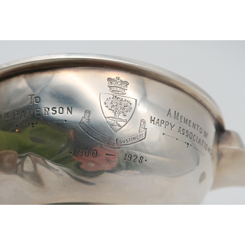 307 - A silver quaich, by Barker Brothers Ltd, Birmingham 1928, inscribed 'To Wm PATERSON A MEMENTO OF HAP... 