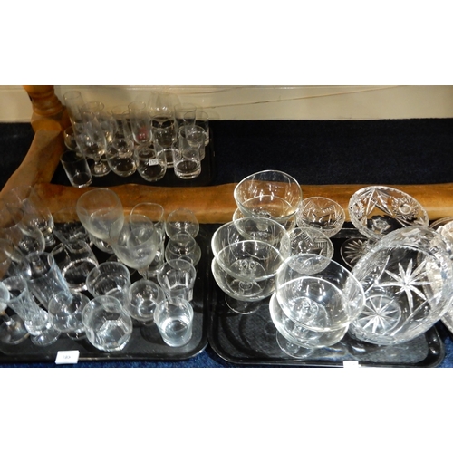 195 - A collection of cut glass, crystal and other glassware including sundae dishes, vases, bowls etc