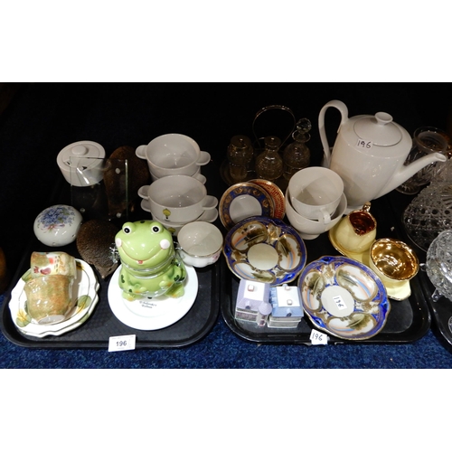 196 - Two Noritake dishes, a frog shaped jar and cover, and assorted decorative ceramics