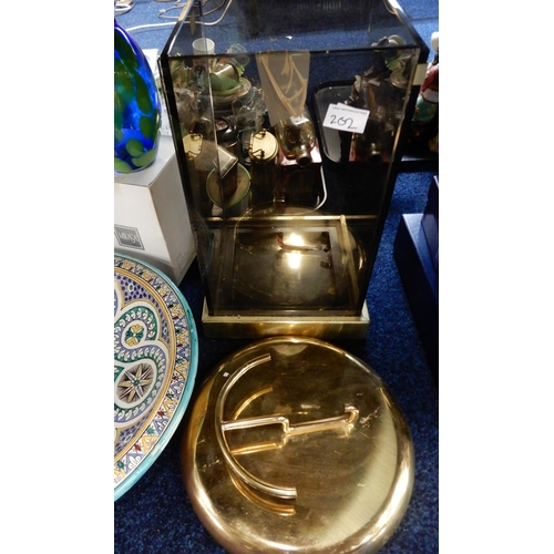 202 - *WITHDRAWN*Assorted inlaid wood jewellery boxes and book rest, a Moroccan pottery bowl, a contempora... 