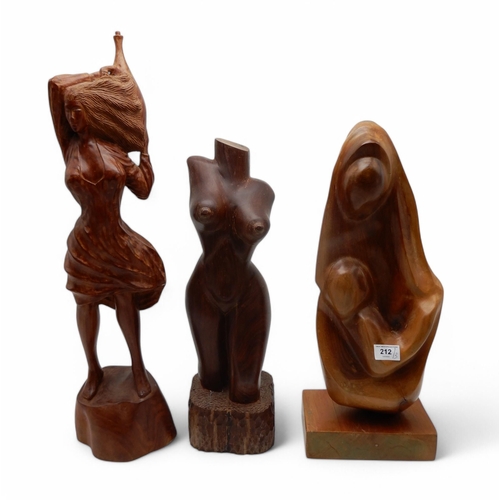 212 - Three carved wooden sculptures