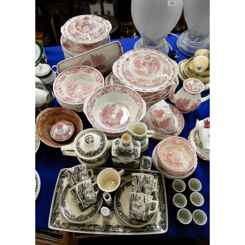 230 - *WITHDRAWN*A pink transfer printed Royal Tudor Ware dinner service, and Villeroy and Boch Artemis te... 