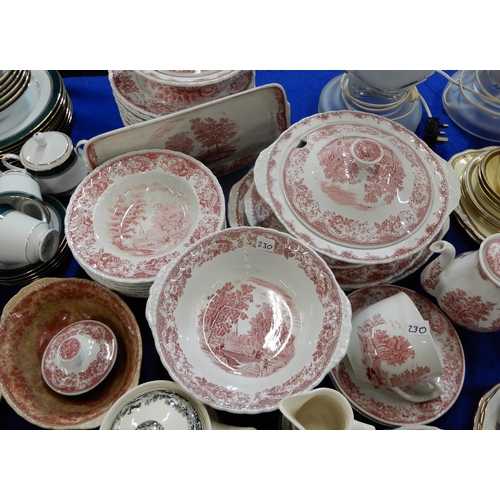 230 - *WITHDRAWN*A pink transfer printed Royal Tudor Ware dinner service, and Villeroy and Boch Artemis te... 