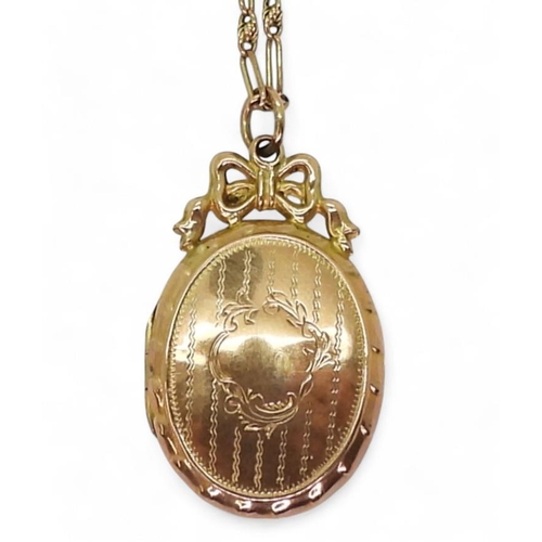 794 - A 9ct gold vintage locket, hallmarked Chester 1911, and fancy 47cm long chain, weight 7.3gms