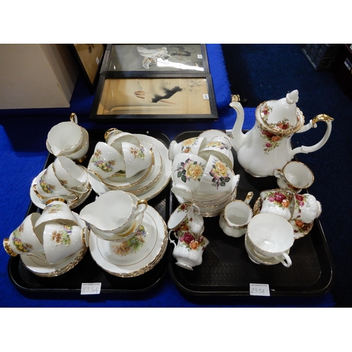 233A - A collection of tewares including Royal Albert Old Country Roses, Newlyn and Royal Grafton yellow ro... 