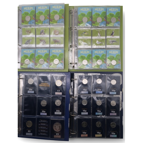 360 - A collection of £5, £2, £1, and 50 pence coins loose and contained Change Checker albums, to include... 