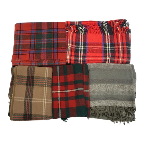 6001 - Assorted tartan blankets and a large wool shawl by Begg of Ayr