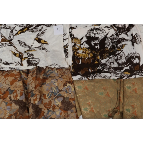 6015 - An assortment of mid century curtains, mainly in oranges and browns