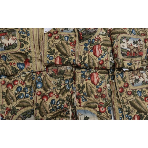 6018 - Clarence House Souvenir D'Afrique curtains, in various sizes, including three 140cm x 74cm, two 144c... 