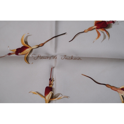 6110 - A Hermes Fleurs de Fuchsia silk scarf, boxed