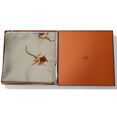 6110 - A Hermes Fleurs de Fuchsia silk scarf, boxed