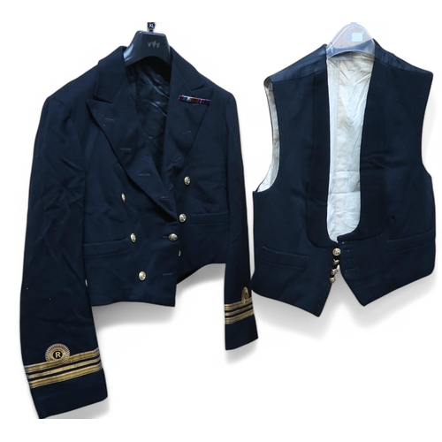 6113 - A Royal Navy Commanders dress jacket, a Royal Navy Officers dress jacket and dinner jacket, an Offic... 