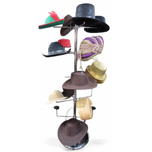 6121 - Two contemporary chromed shop display hat stands