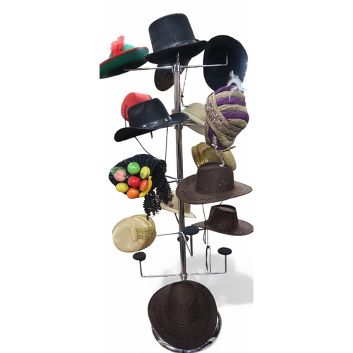 6121 - Two contemporary chromed shop display hat stands