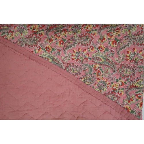 6005 - Two similar 1930s/40s Comfy quilts with central pink paisley diamond with dusky pink surround & ... 