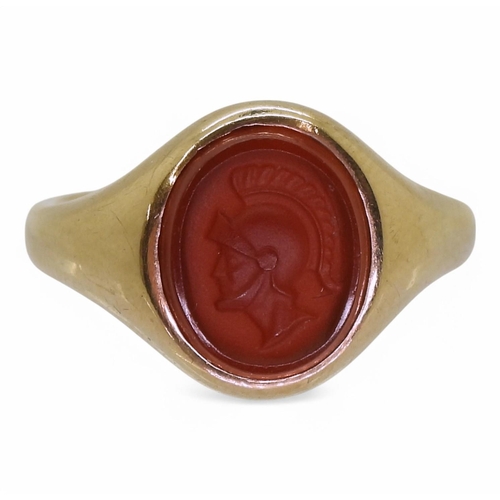 748 - A 9ct gold Centurion style ring, size S1/2, weight 4.9gms