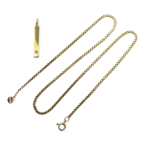 755 - A 9ct gold fancy chain length 42cm and a 9ct gold diamond pendant, length 3cm, weight together 6.1gm... 