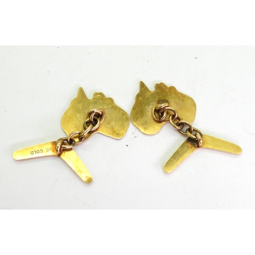 759 - A pair of 9ct gold Australian themed cufflinks, weight 5.5gtms in original box from Angus & Coot... 