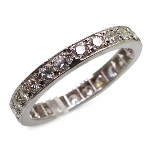 762 - A white metal full diamond eternity ring, size K1/2 weight 2.5gms