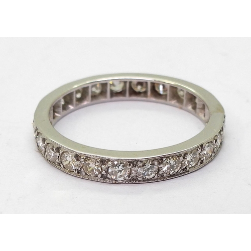 762 - A white metal full diamond eternity ring, size K1/2 weight 2.5gms