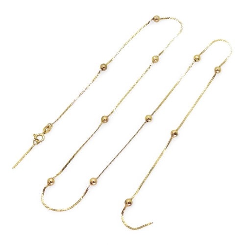 789 - A 9ct gold (af) beaded chain, weight 5.1gms