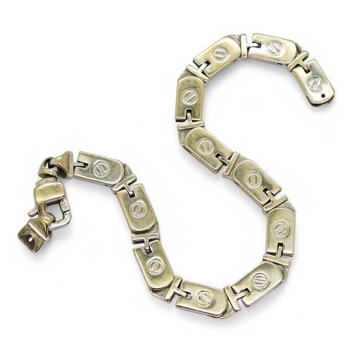 790 - A 9ct white gold (af) gents bracelet, length 22cm, weight 26.4gms