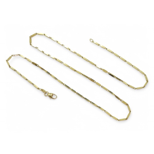 806 - An 18ct gold baton link chain, length 50cm, weight 9.8gms