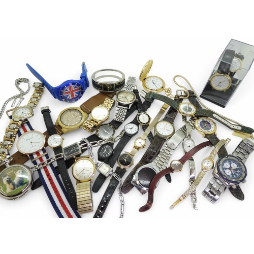 854 - A collection of vintage and modern watches, to include a Sekonda pocket watch, a Speedace Airman, Ro... 