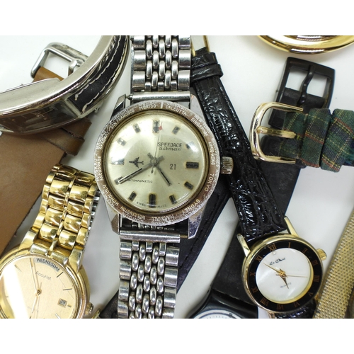 854 - A collection of vintage and modern watches, to include a Sekonda pocket watch, a Speedace Airman, Ro... 