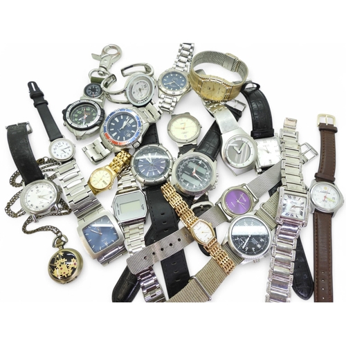 861 - A collection of fashion watches to include;- A silver GemsTV diamond set watch, a citizen Eco Drive,... 