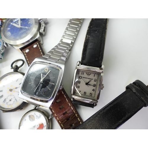 867 - A collection of watches to include;- a Carvel skeleton watch, Helvetia, a continental silver fob wat... 