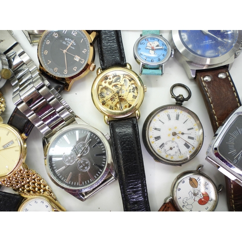 867 - A collection of watches to include;- a Carvel skeleton watch, Helvetia, a continental silver fob wat... 