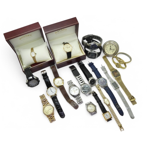 894 - Collection of wristwatches, including two gold-plated Rotary examples, and others marked Accurist, S... 