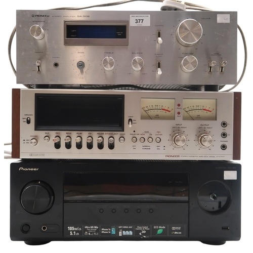 377 - A Pioneer AV Receiver VSX-329, a Pioneer Stereo Amplifier SA-508, and a Pioneer Stereo Cassette Tape... 