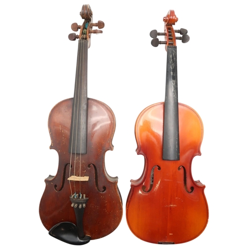 386 - Two Cased Violins,One Two-piece back 37cm with bow and a PRC Skylark One-piece back 37.5cm with bow.... 